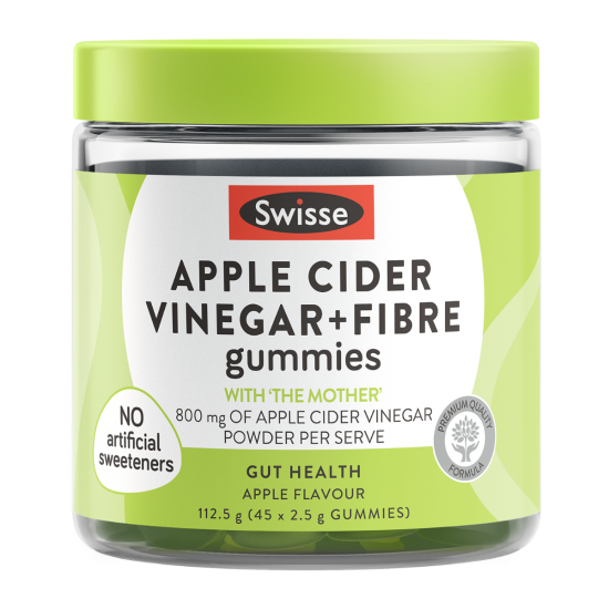 【因天气原因液体侧漏无法理赔】Swisse Apple Cider Vinegar+Fibre Gummies 苹果醋纤维软糖 45粒 保质期2027.5